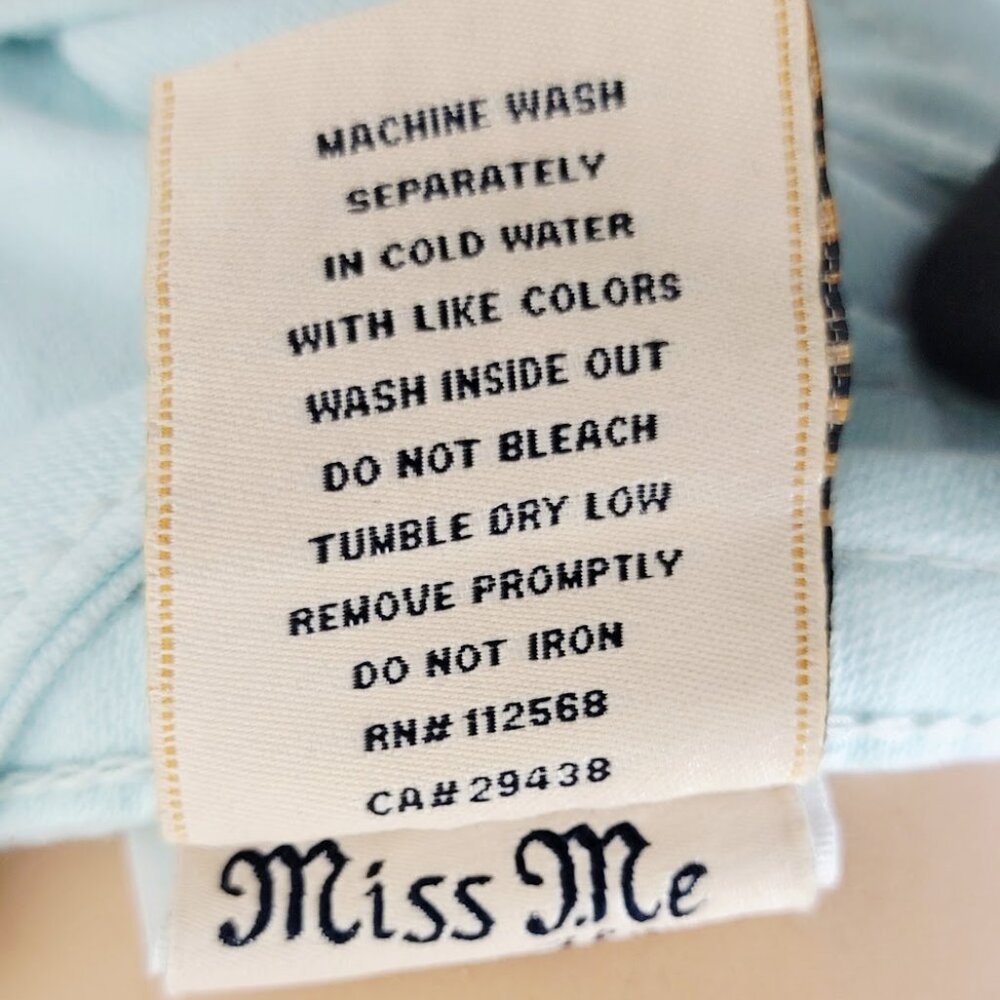 Miss Me Light Blue Skinny Jeans with Embellished Back Pockets - Picture 9 of 9
